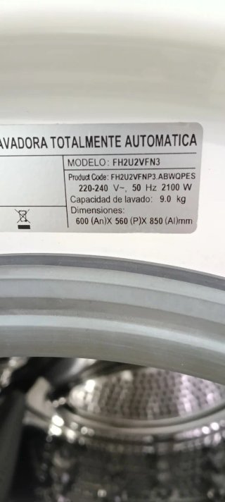 LAVADORA CARGA FRONTAL L.G 9 KG RPM 1200