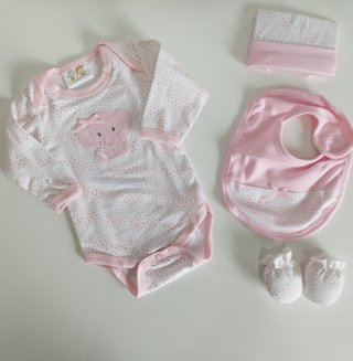 Conjunto primera puesta elefante rosa
