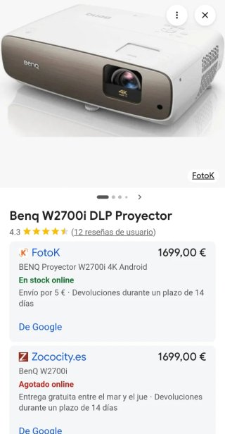 Proyector 4k 3D Cine en Casa BenQ W2710i HDR Andro