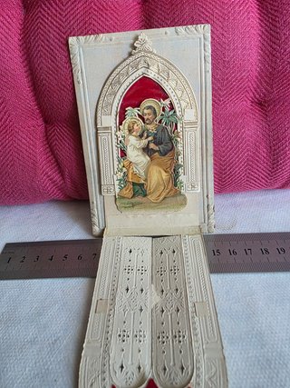 Tarjeta antigua troquelada Capilla San José