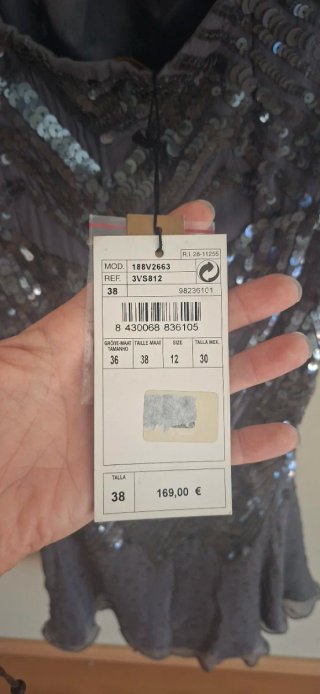 Vestido de fiesta lentejuelas gris