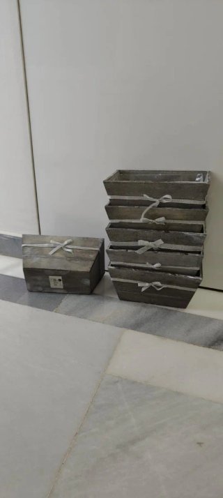 Set di 6 fioriere rustiche in legno grigio