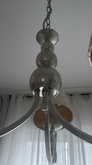 Lámpara colgante plata y beige