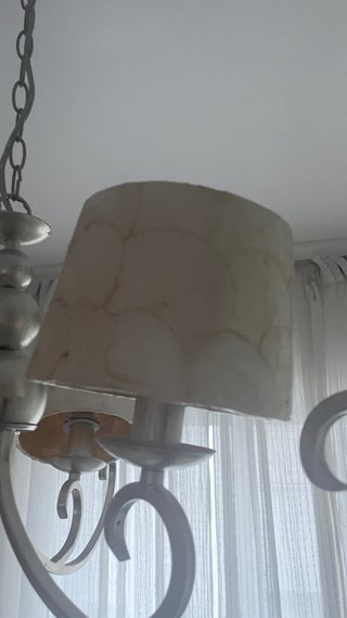 Lámpara colgante plata y beige