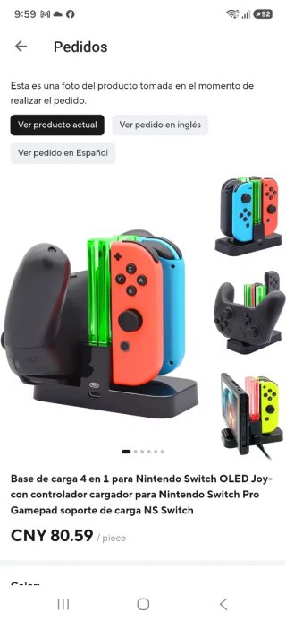 Cargador Nintendo Switch para  Joy-Con y mandos