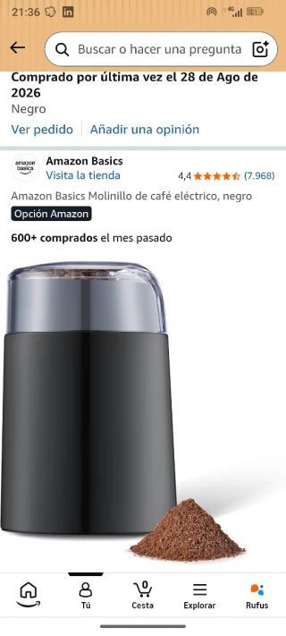 Molinillo de café eléctrico Amazon Basics