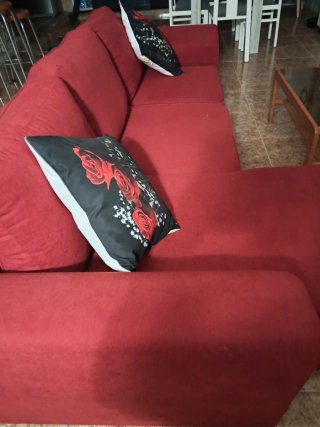 Sofá Cama 3 Plazas Rojo Granate