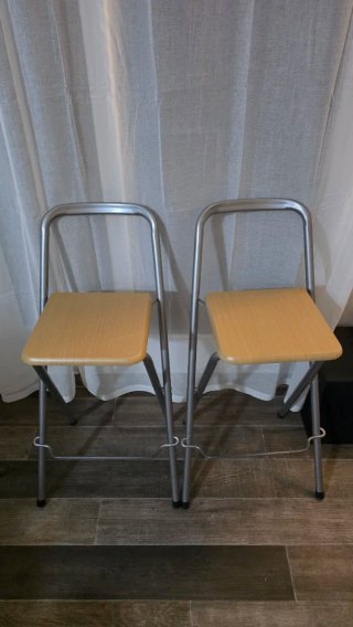2 Sillas Altas Estilo Bar Madera y Metal