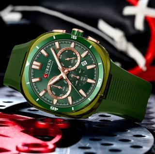 Reloj CURREN Cronógrafo Verde y Dorado