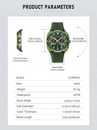 Reloj CURREN Cronógrafo Verde y Dorado