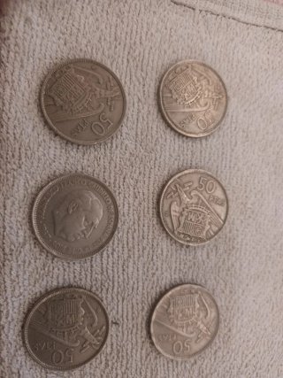 Lote 8 monedas 50 pesetas 1957