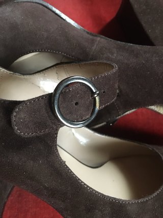 Scarpe Mary Jane tacco scamosciate marroni