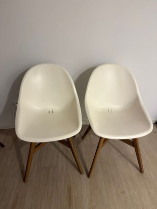 Juego de 4 sillas de comedor blancas y madera