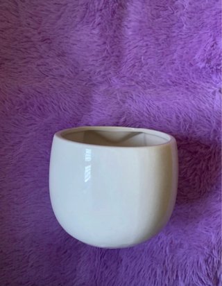 Macetero cerámica lazo rosa y blanco