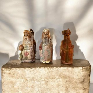 3 Esculturas Madeira Artesanais Policromadas
