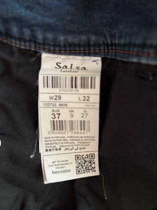 Pantalón vaquero Salsa azul, talla 37