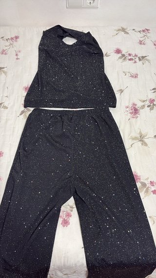 Conjunto Top y Pantalón Glitter Negro