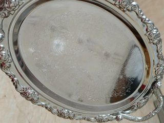 Bandeja y posavasos vintage plateados