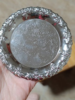 Bandeja y posavasos vintage plateados