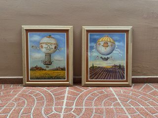 Cuadro globo aerostático campo girasoles