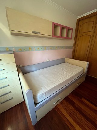 Cama nido 90cm + mueble almacenaje+ 2 colchones