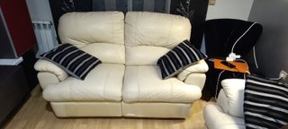 Sofás piel italiana beige 2 y 3 plazas