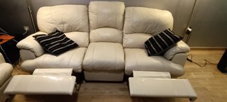 Sofás piel italiana beige 2 y 3 plazas