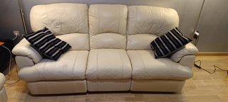 Sofás piel italiana beige 2 y 3 plazas