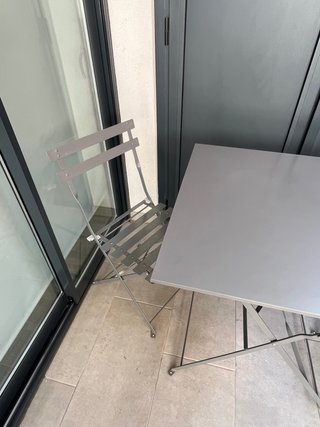 Mesa y 2 Sillas Plegables Jardín Metal Gris