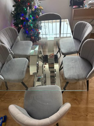 Mesa de comedor cristal y metal
