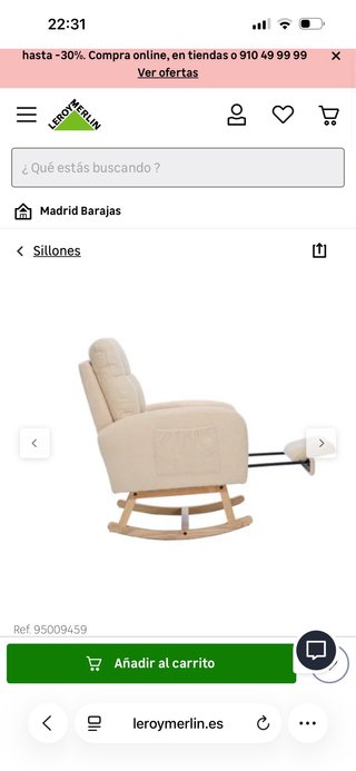 Sillón de lactancia Leroy Merlin beige.