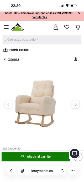 Sillón de lactancia Leroy Merlin beige.