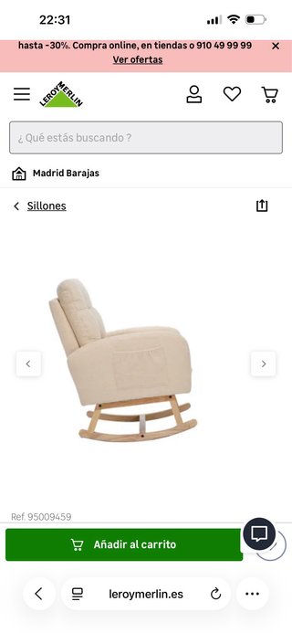 Sillón de lactancia Leroy Merlin beige.