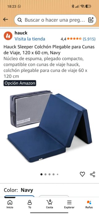 Colchón Hauck para cuna de viaje