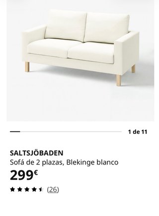 Sofá 2 plazas blanco tela