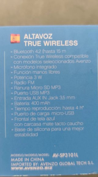 Altavoz Bluetooth Avenzo Azul