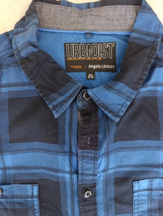 Camisa de cuadros URBNDIST azul y negra Talla XXL
