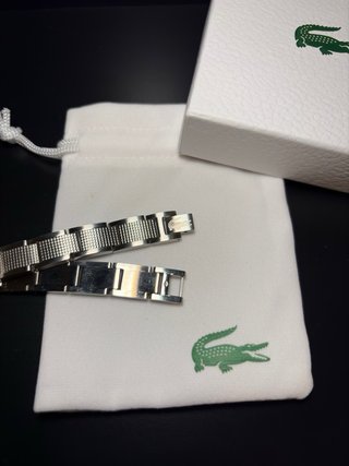 Pulsera Lacoste Plata y Blanco