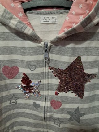 Sudadera niña gris y rosa estrellas