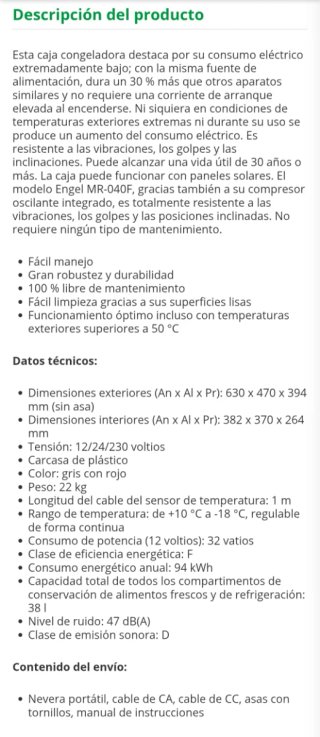 Nevera Portátil Engel MR-040F 40L