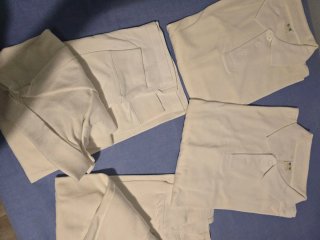 4 polos manga larga blancos para uniformes