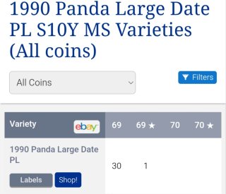 Moneda Panda China 1990 NGC MS69 PL