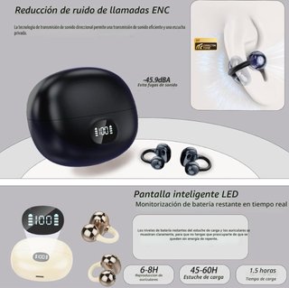 Auriculares Clip Open Ear Bluetooth Pantalla LED