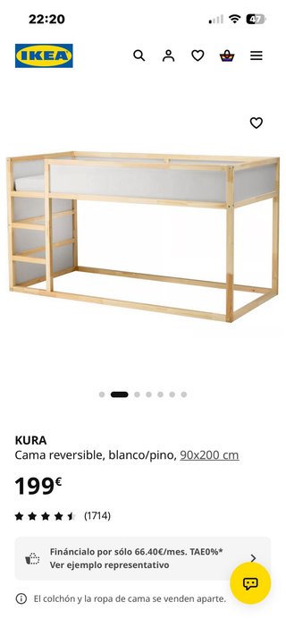 Cama alta madera Ikea infantil