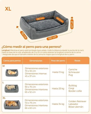 Feandrea Cama para Perros de Lino para Mascotas