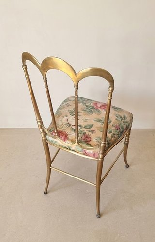 Set 4 sedie vintage Chiavarina ottone dorato