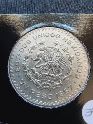 Moneda 1 Peso México 1957 Morelos Plata