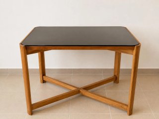 Mesa auxiliar madera con cristal