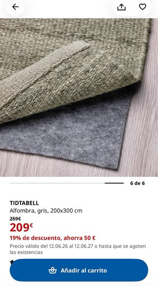 Alfombra lana IKEA gris 200x300