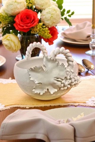 Cestino ceramica bianca Donna Barbara